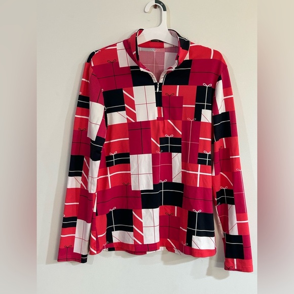 J. McLaughlin Bedford 1/4 Zip Catalina Cloth Top Gift Present Print Women's M - Picture 1 of 8